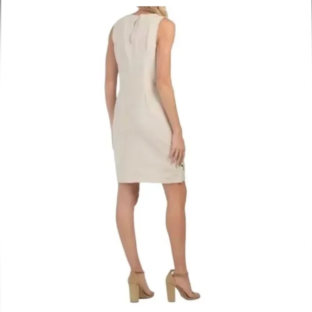 For Cynthia Dress floral linen beige square neck tropical women’s size medium - Picture 6 of 6